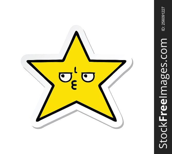 Sticker Of A Cute Cartoon Gold Star