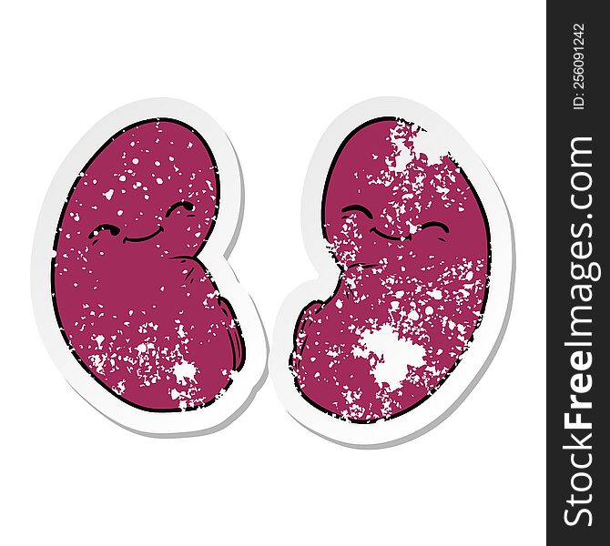 Distressed Sticker Of A Cartoon Kidneys
