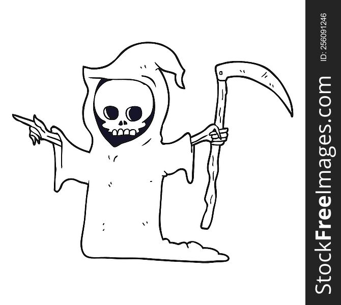 Black And White Cartoon Death With Scythe