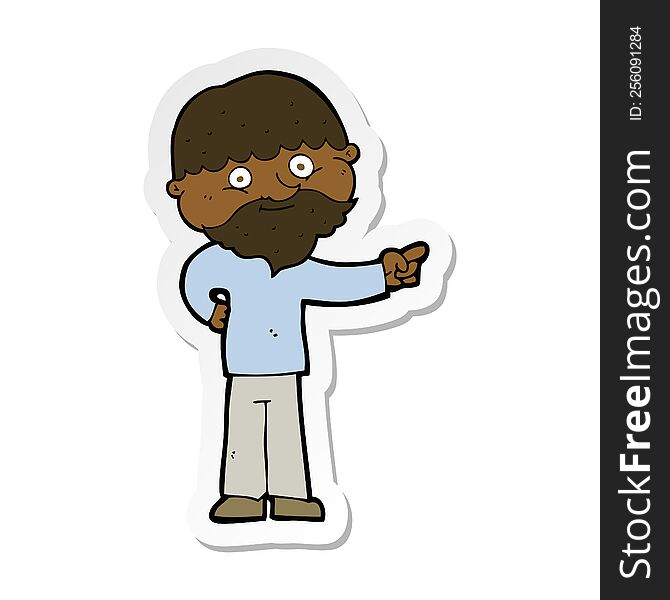 Sticker Of A Cartoon Bearded Man Pointing