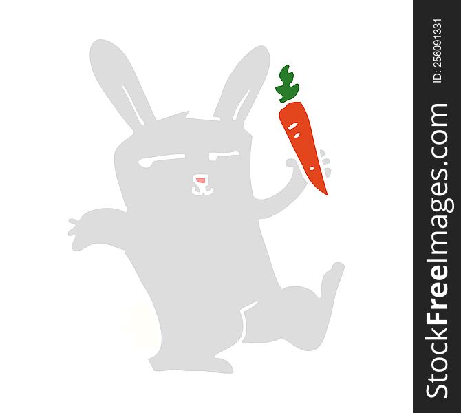 flat color style cartoon rabbit with carrot