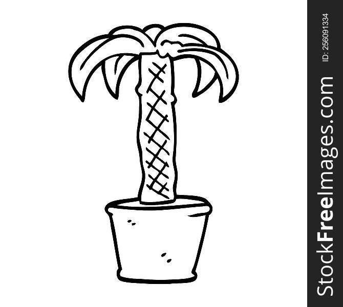 line drawing cartoon potted plant