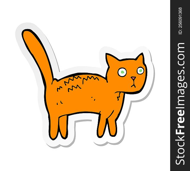 Sticker Of A Cartoon Frightened Cat