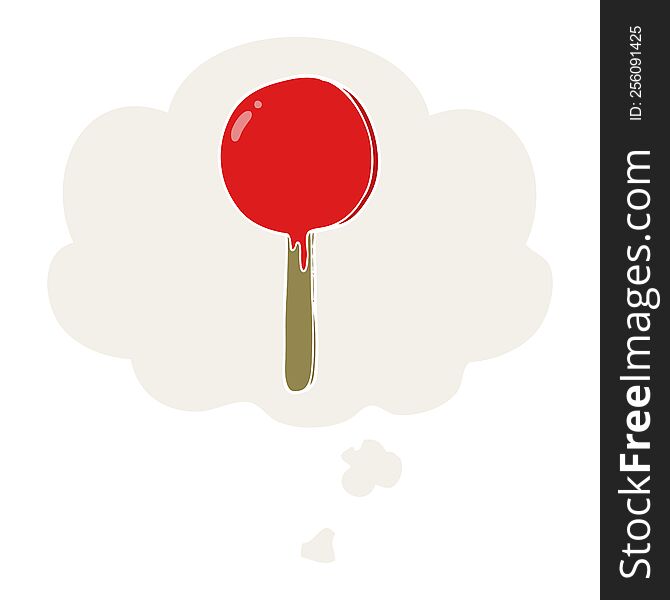 Cartoon Lollipop And Thought Bubble In Retro Style