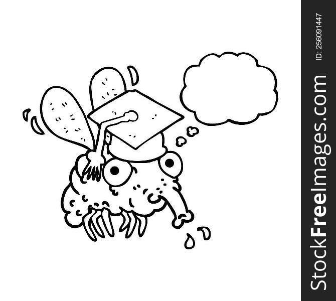 freehand drawn thought bubble cartoon fly graduate