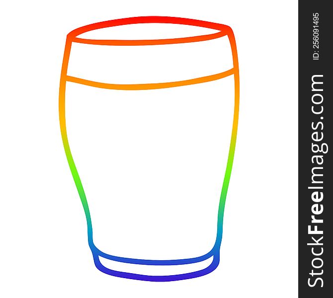 Rainbow Gradient Line Drawing Cartoon Glass Of Milk