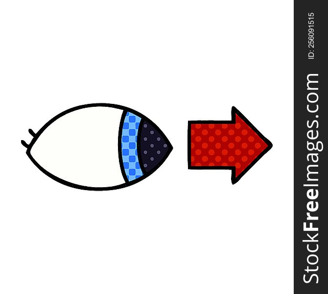 comic book style cartoon of a eye looking to one side