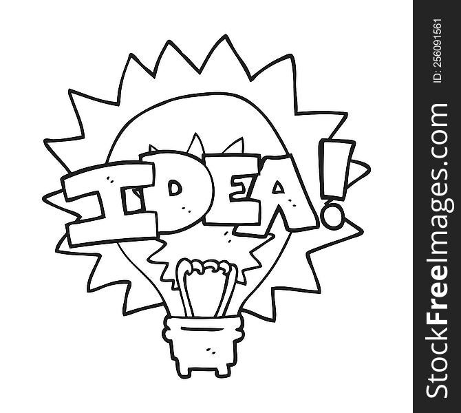 black and white cartoon idea light bulb symbol
