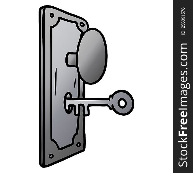 hand drawn gradient cartoon doodle of a door handle