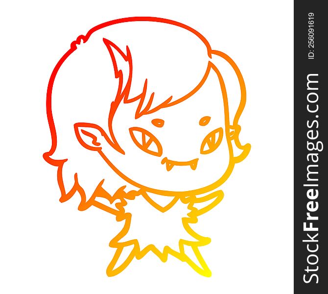 warm gradient line drawing cartoon friendly vampire girl