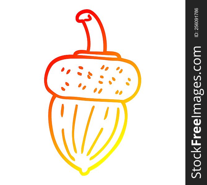 warm gradient line drawing of a cartoon acorn