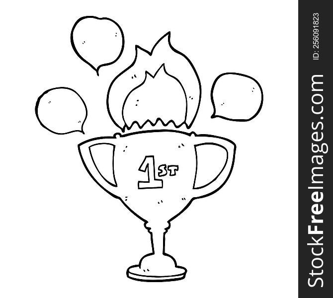 freehand drawn speech bubble cartoon sports trophy