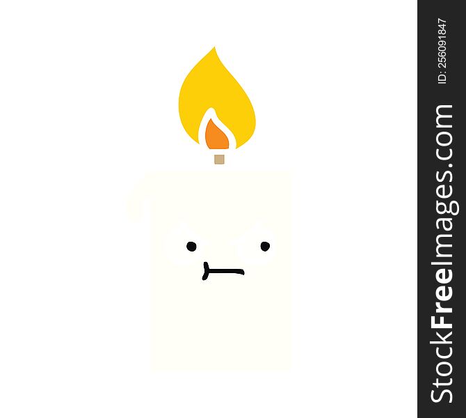 flat color retro cartoon lit candle