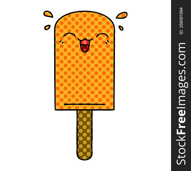 comic book style quirky cartoon orange ice lolly. comic book style quirky cartoon orange ice lolly