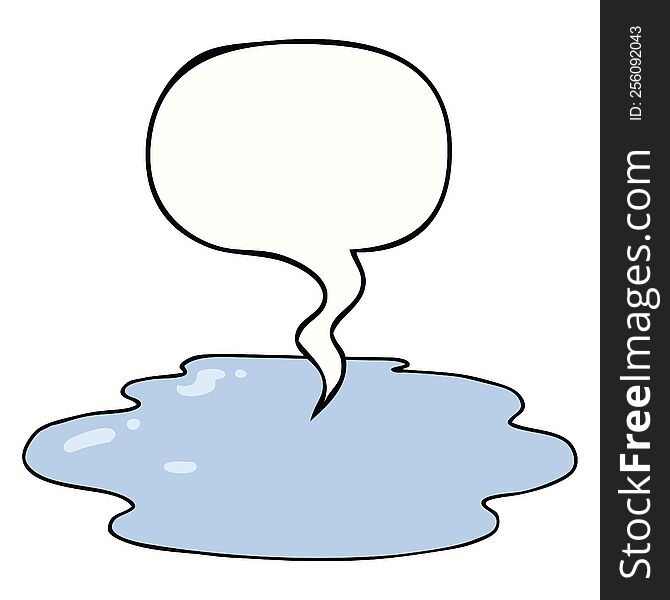 cartoon puddle of water with speech bubble. cartoon puddle of water with speech bubble