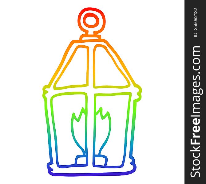 rainbow gradient line drawing cartoon lantern