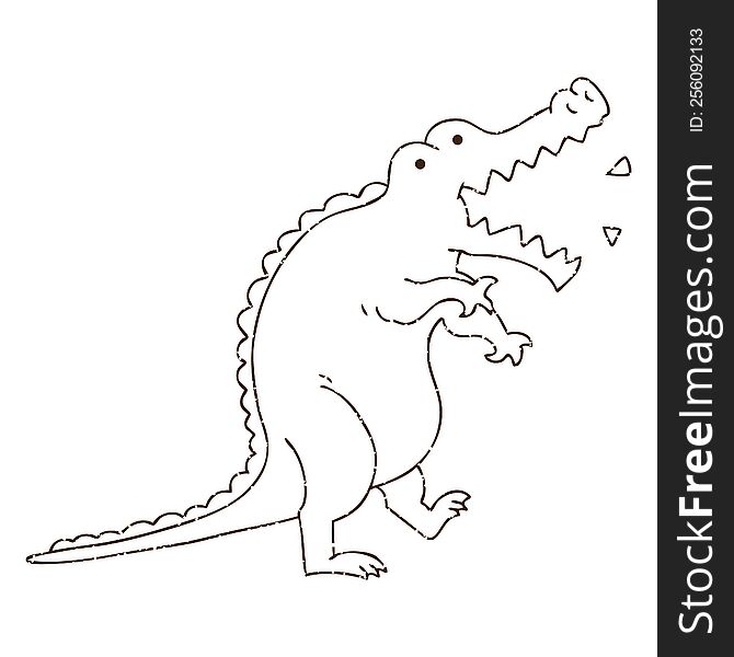 Crocodile Charcoal Drawing