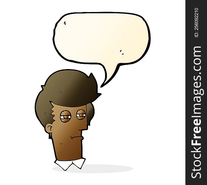 Cartoon Man With Narrowed Eyes With Speech Bubble