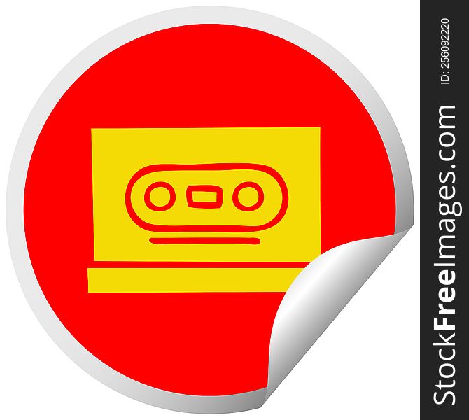 Circular Peeling Sticker Cartoon Retro Cassette