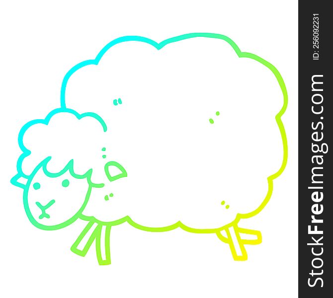 Cold Gradient Line Drawing Cartoon Sheep