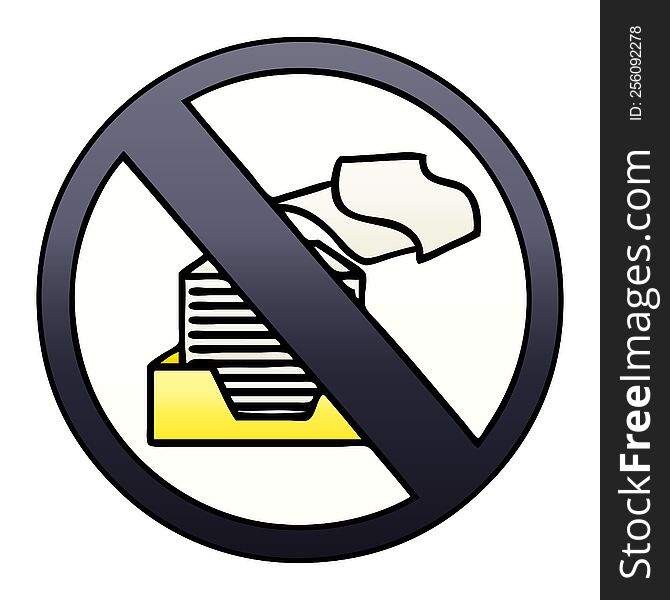 Gradient Shaded Cartoon Paper Ban Sign