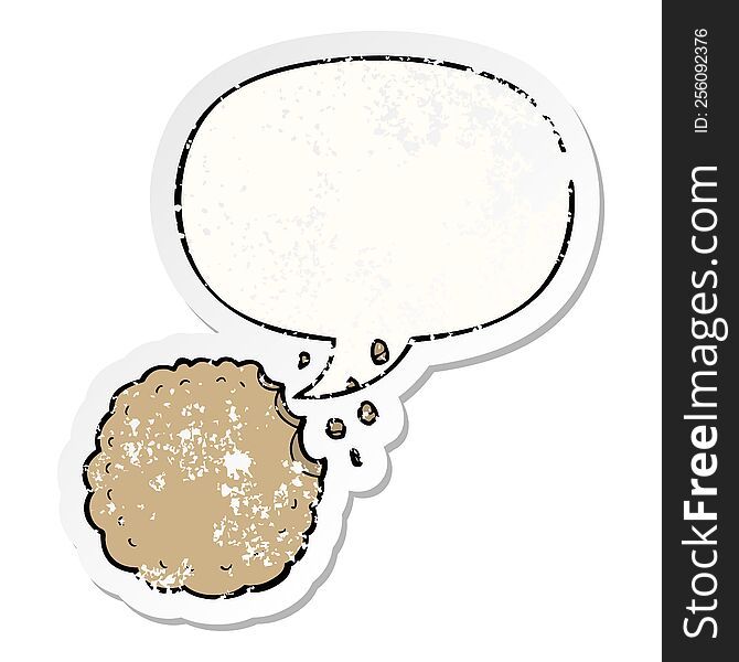 Cartoon Cookie And Speech Bubble Distressed Sticker