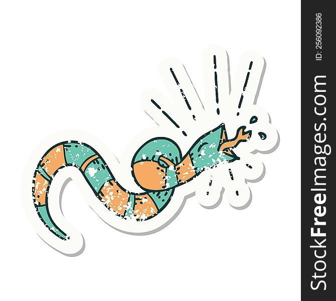 Grunge Sticker Of Tattoo Style Hissing Snake