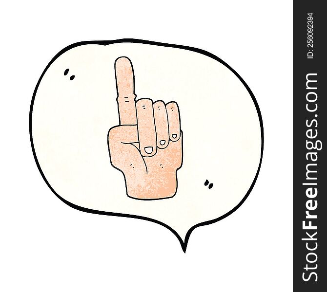 Speech Bubble Textured Cartoon Pointing Hand