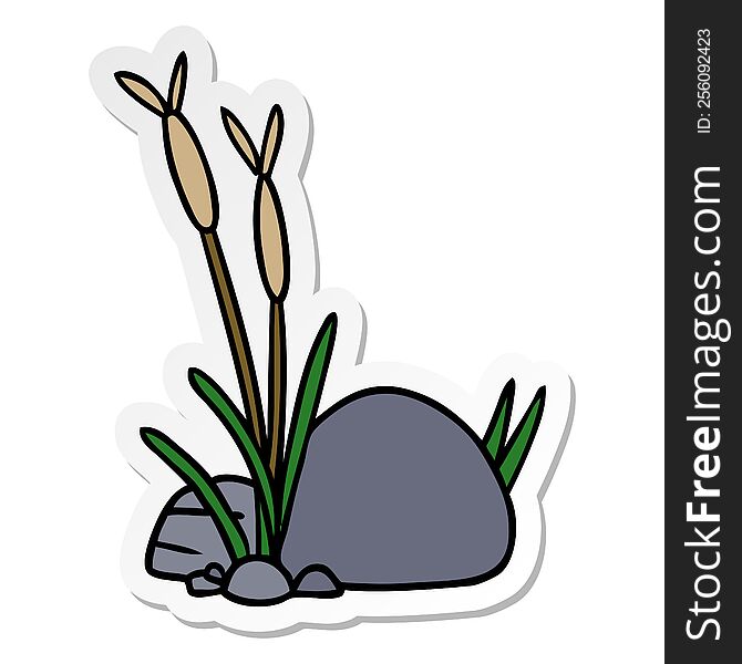 hand drawn sticker cartoon doodle of stone and pebbles