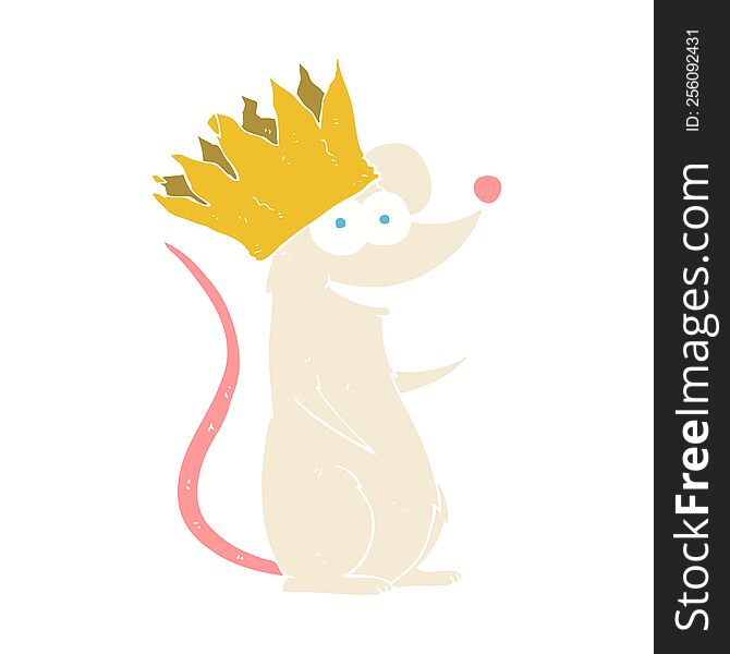 flat color illustration of mouse wearing crown. flat color illustration of mouse wearing crown