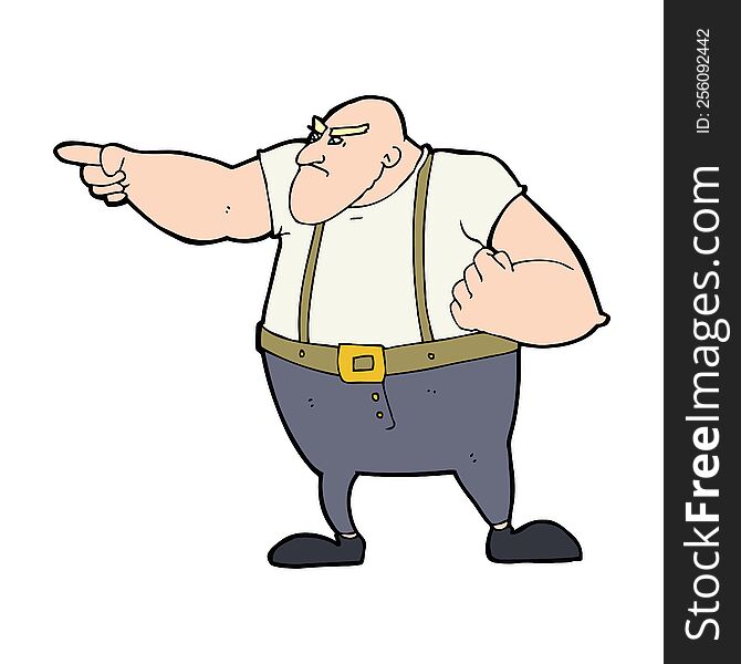 Cartoon Angry Tough Guy Pointing