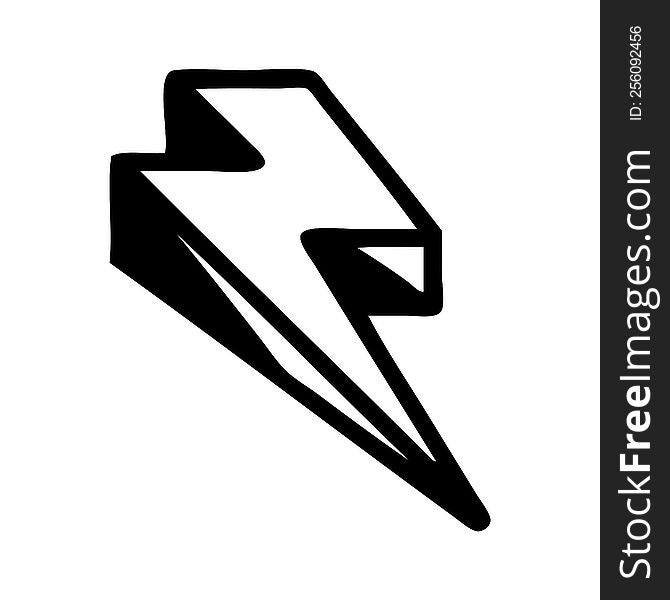 Black Line Tattoo Of Lightning  Bolt