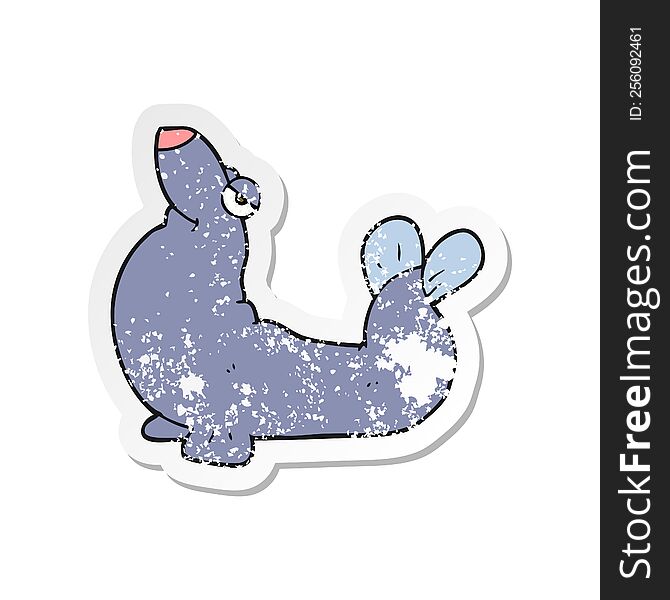 retro distressed sticker of a cartoon proud seal