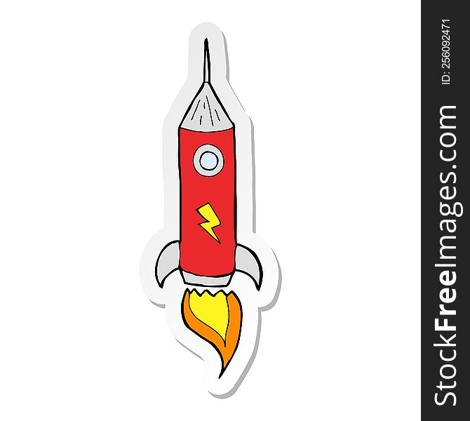 Sticker Of A Cartoon Space Rocket