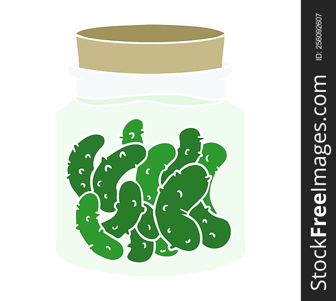 flat color style cartoon pickled gherkins