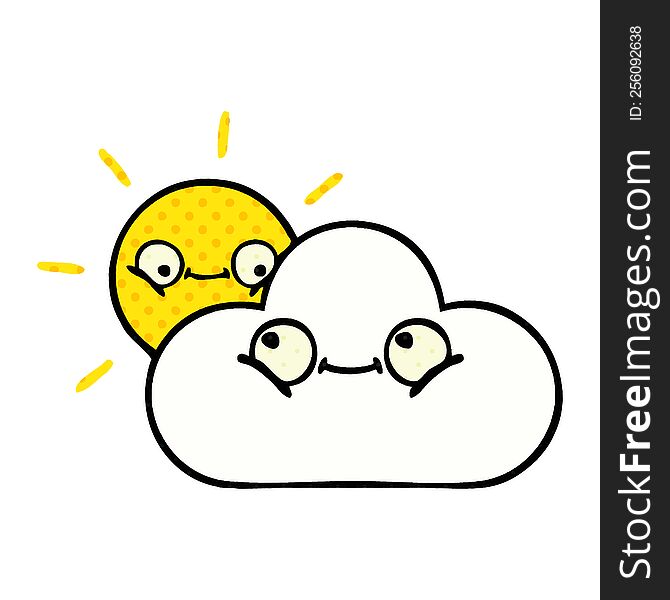 Comic Book Style Cartoon Sunshine And Cloud
