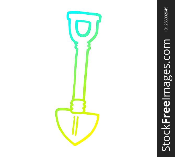 cold gradient line drawing of a cartoon shovel