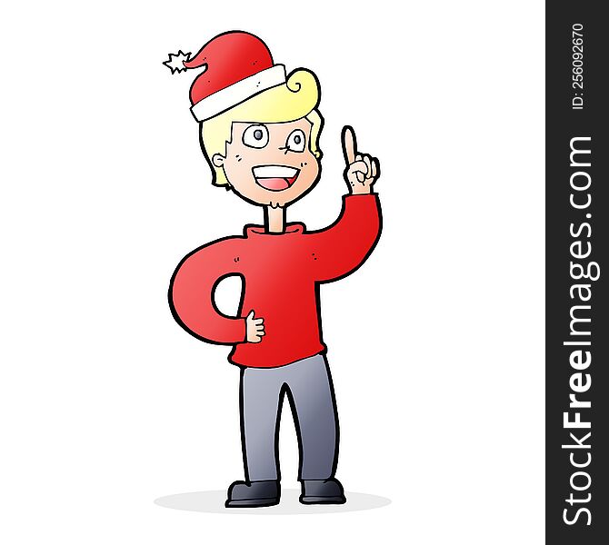 cartoon man ready for christmas