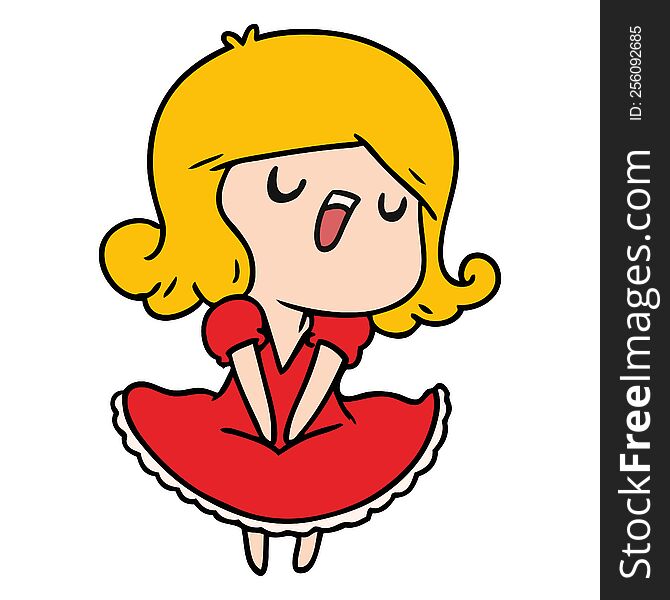 cartoon illustration of a cute singing kawaii girl. cartoon illustration of a cute singing kawaii girl