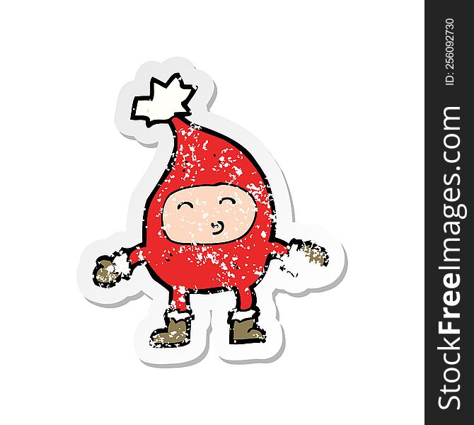 retro distressed sticker of a cartoon funny christmas character