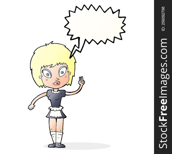 Cartoon Maid With Speech Bubble