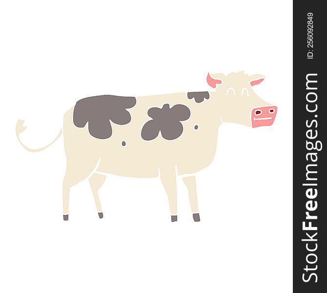 Flat Color Illustration Of A Cartoon Cow