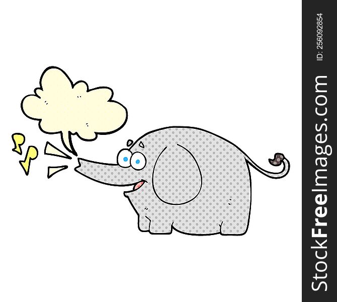 freehand drawn comic book speech bubble cartoon trumpeting elephant