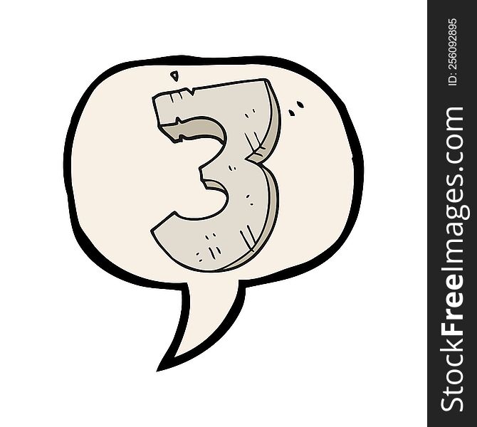 Speech Bubble Cartoon Stone Number Three