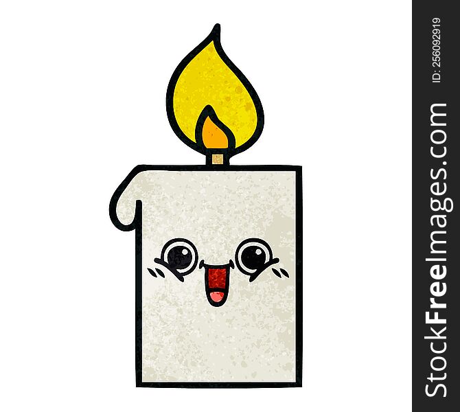 retro grunge texture cartoon of a lit candle