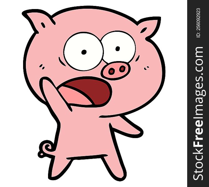 cartoon pig shouting. cartoon pig shouting