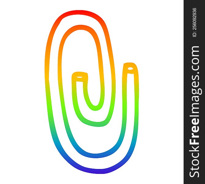 rainbow gradient line drawing of a cartoon paper clip