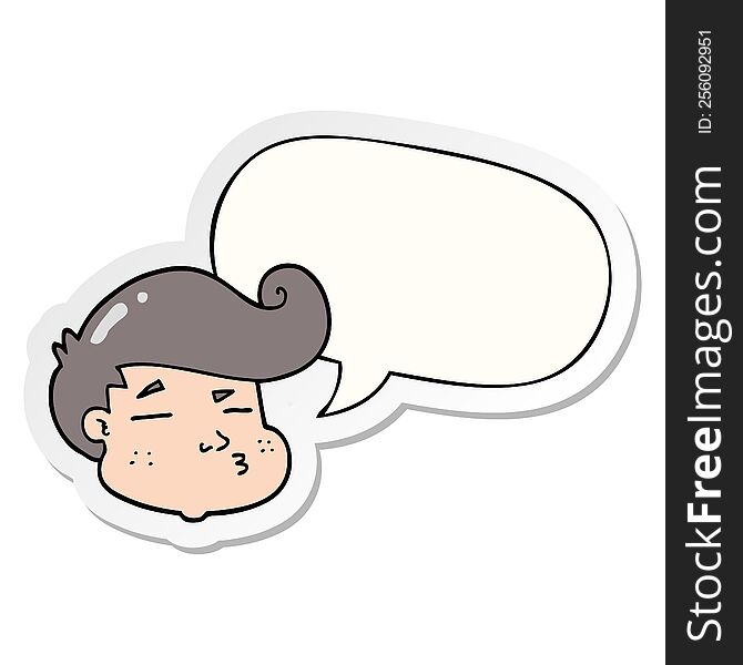 Cartoon Boy S Face And Speech Bubble Sticker