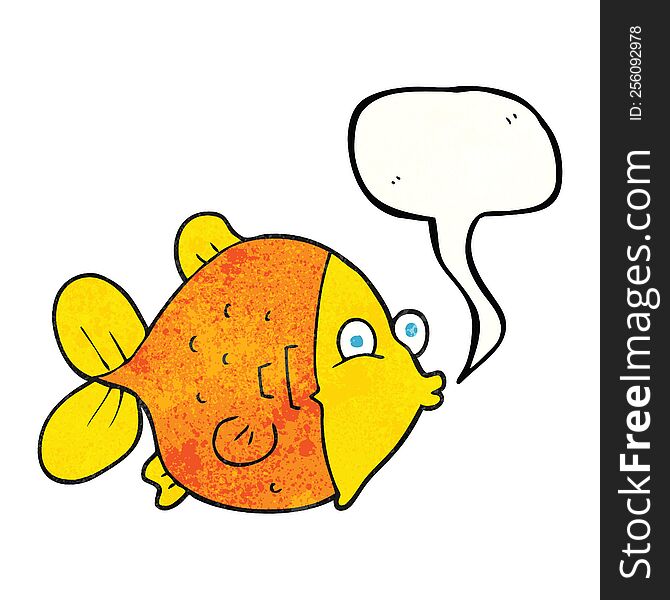 Speech Bubble Textured Cartoon Funny Fish