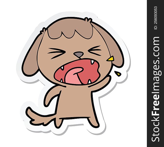 Sticker Of A Cute Cartoon Dog Barking
